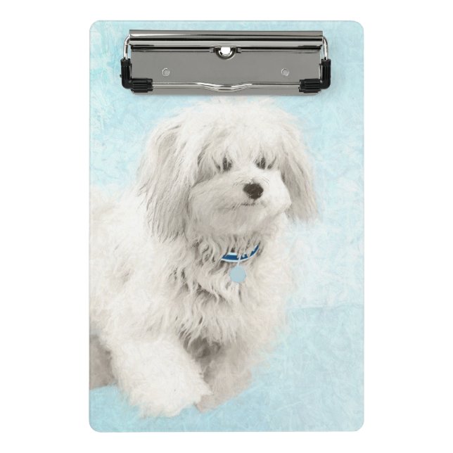 Coton de Tulear Painting - Cute Original Dog Art Mini Clipboard (Front)