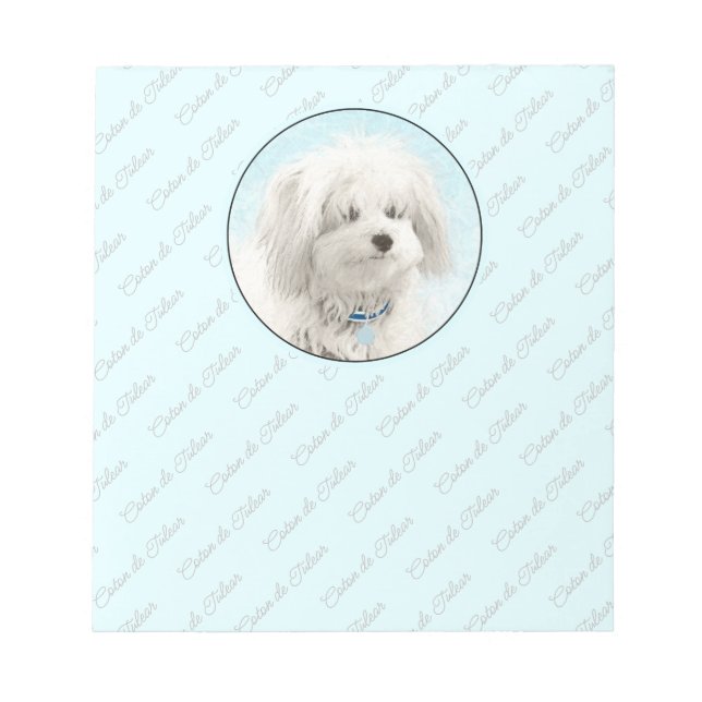 Coton de Tulear Painting - Cute Original Dog Art Notepad (Front)