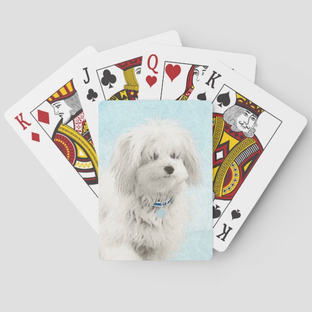 Coton de Tulear Painting - Cute Original Dog Art Playing Cards (Back)