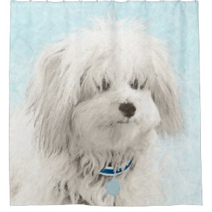 Coton de Tulear Painting - Cute Original Dog Art Shower Curtain