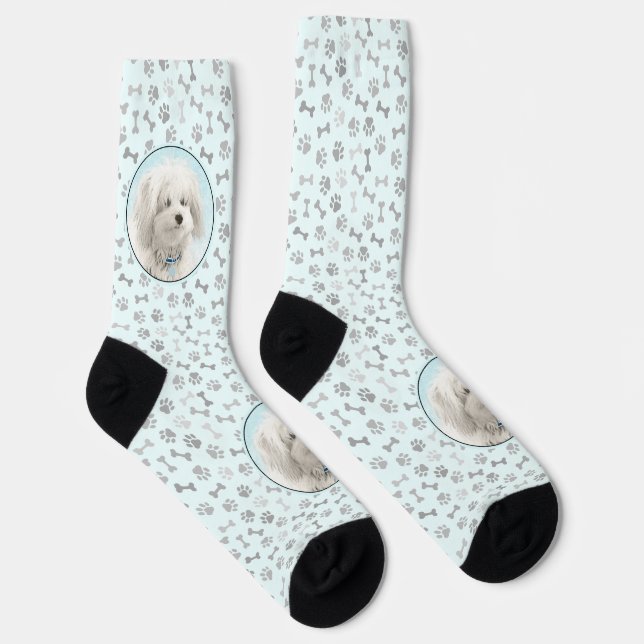 Coton de Tulear Painting - Cute Original Dog Art Socks (Right)