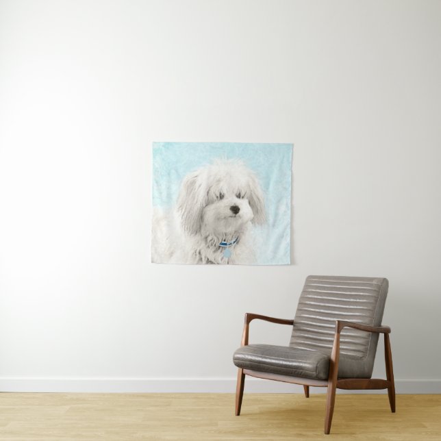 Coton de Tulear Painting - Cute Original Dog Art Tapestry (In Situ (Horizontal))