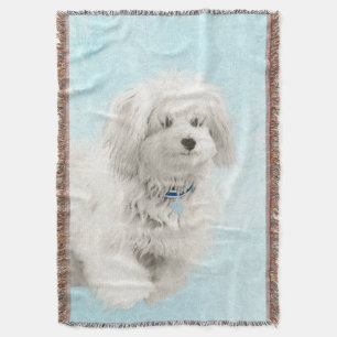Coton de Tulear Painting - Cute Original Dog Art Throw Blanket