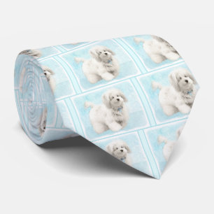 Coton de Tulear Painting - Cute Original Dog Art Tie