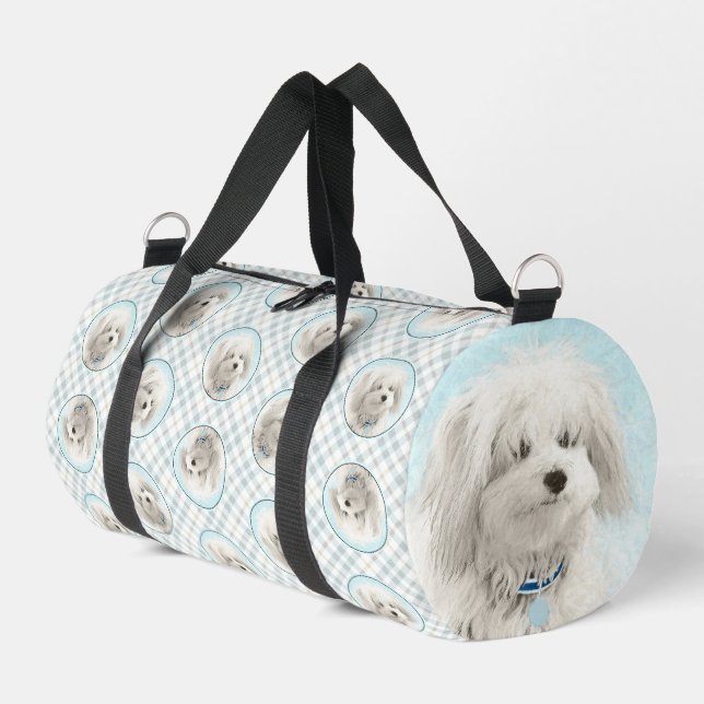 Coton de Tulear Painting Cute Original Pet Dog Art Duffle Bag (Left Corner)