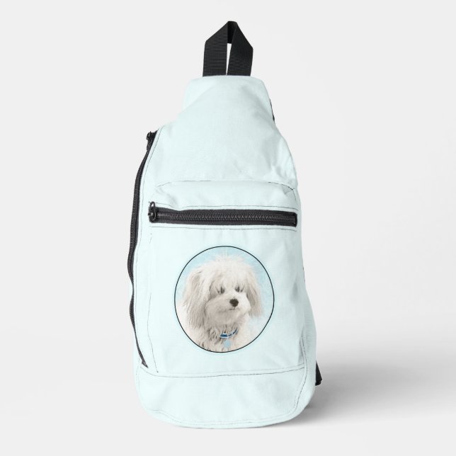 Coton de Tulear Painting Cute Original Pet Dog Art Sling Bag (Front)