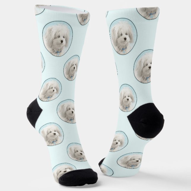Coton de Tulear Painting Cute Original Pet Dog Art Socks (Angled)