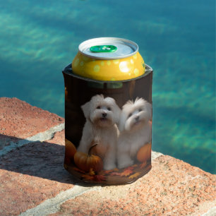 Coton De Tulear Puppy Autumn Delight Pumpkin  Can Cooler