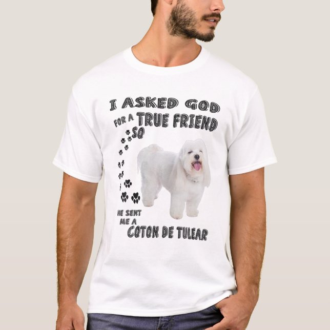 Coton De Tulear Quote Mum Dad Costume, Cute White T-Shirt (Front)