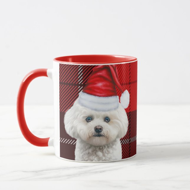 Coton de Tulear Red Holiday Plaid Christmas Mug (Left)
