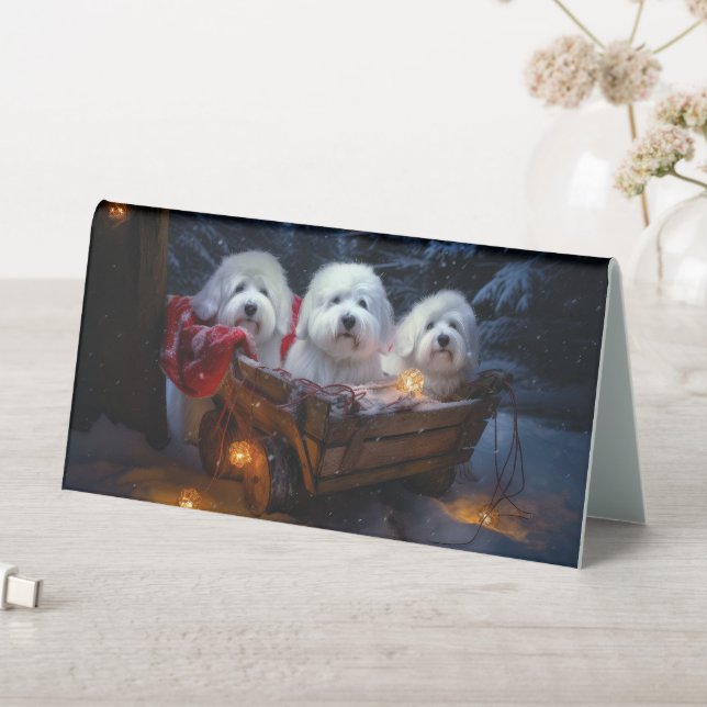 Coton De Tulear Snowy Sleigh Christmas Decor  (In SItu (Table))