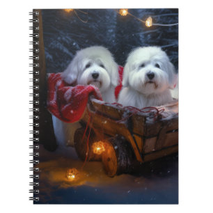 Coton De Tulear Snowy Sleigh Christmas Decor  Notebook