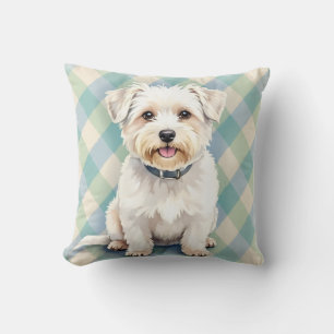 Coton de Tulear Watercolor Fabric Pattern Art Cushion