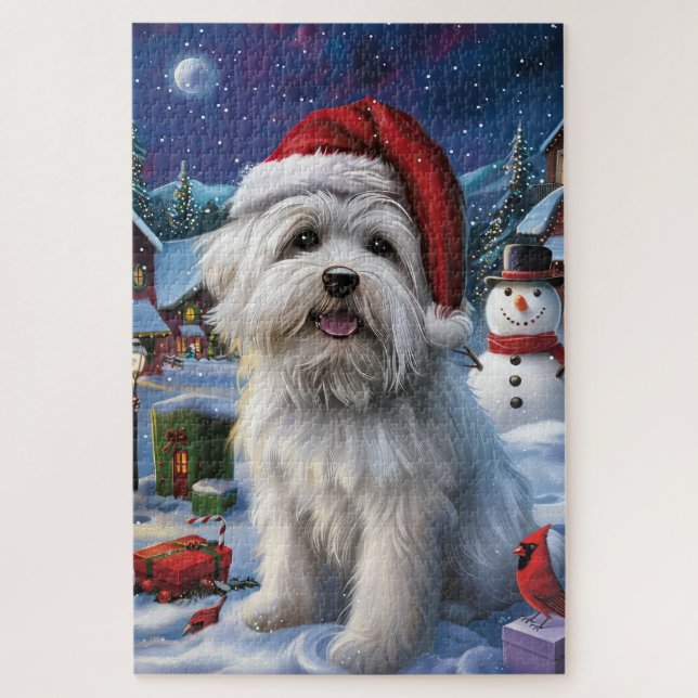 Coton De Tulear Winter Wonderland Christmas Joy Jigsaw Puzzle (Vertical)
