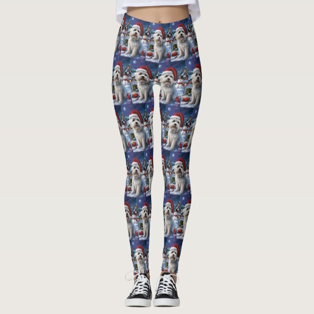 Coton De Tulear Winter Wonderland Christmas Joy Leggings (Front)
