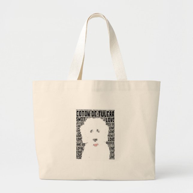 Coton de Tulear Word Cloud Large Tote Bag (Front)