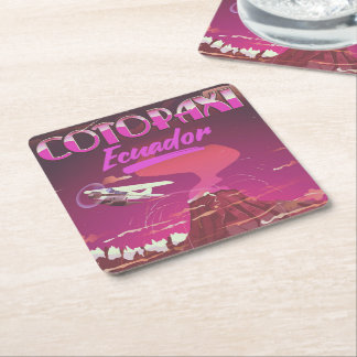 Cotopaxi ,Ecuador AIR MAIL travel poster Square Paper Coaster