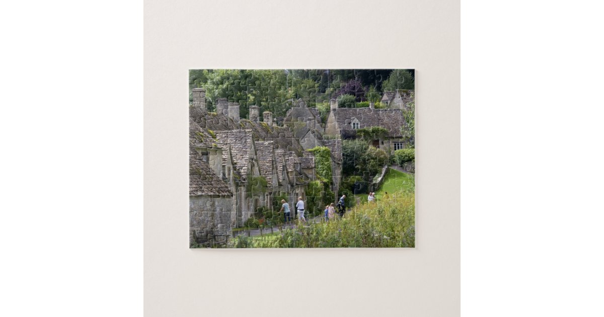 Cotswold stone cottages in the village of jigsaw puzzle Zazzle