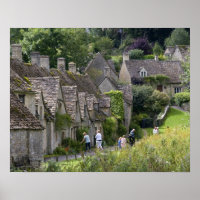 Cotswold stone cottages in the village of