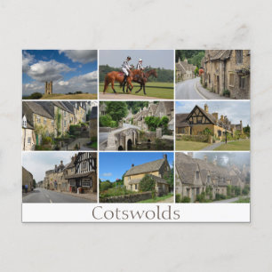 Cotswolds places collage text postcard