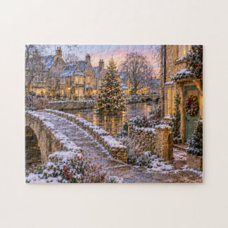 Cotswolds Snowy Christmas Village & Bridge Jigsaw Puzzle