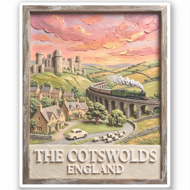 Cotswolds Steam Train Castle Countryside England (Front)