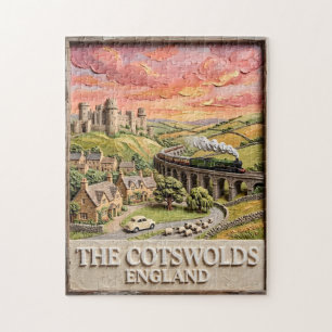 Cotswolds Steam Train Castle Countryside England Jigsaw Puzzle