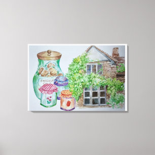 Cotswolds Watercolour Painting Canvas Print