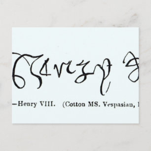 Cott Vesp F f.13 The Signature of Henry VIII Postcard