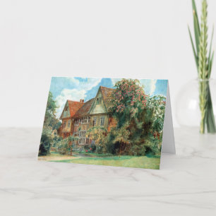 Cottage and Flowers Birthday Card