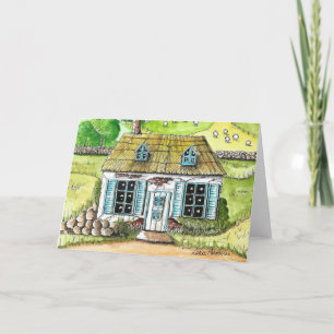 Cottage Art, Ink and Watercolor Art Painting Print Card