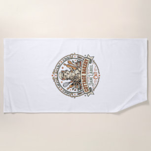 Cottage Bakery Jam Label Cat Cottage Bakery Jam La Beach Towel
