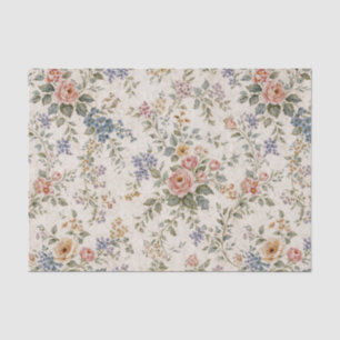 Cottage Blush Blue Floral Pattern Tissue Paper