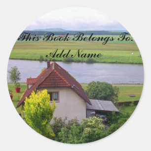 Cottage By The River Bookplate Sticker