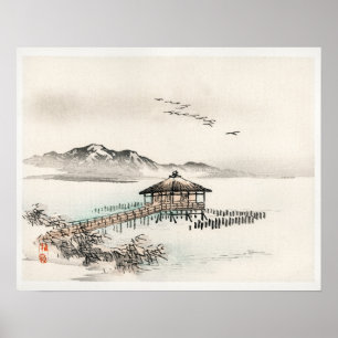 Cottage by the sea by Kōno Bairei (1844-1895) Poster