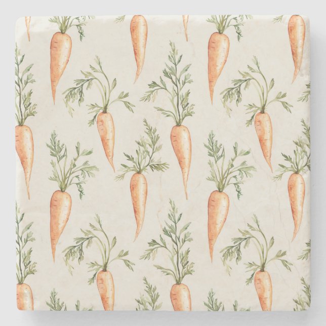 Cottage Carrots Vegetables  Stone Coaster (Front)