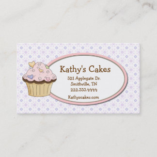 Cottage Chic Cupcake Bakery Loyalty Business Cards