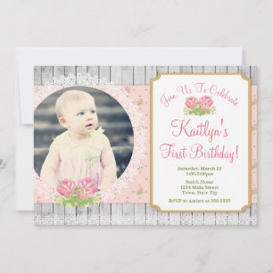 Cottage Chic Floral Birthday Invitation 5x7