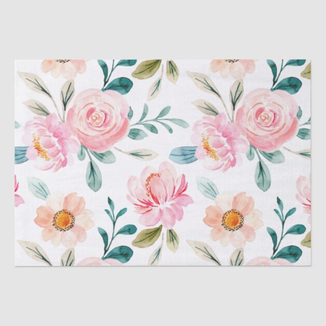 Cottage Chic Flower Pattern Tissue Paper (Front)