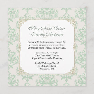 Cottage Chic Mint & Ivory Wedding Invitation