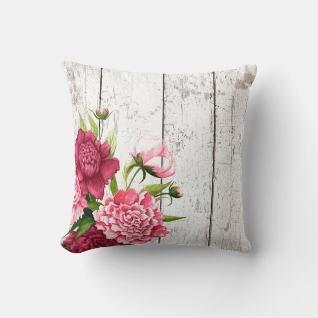 Cottage Chic Peonies Accent Pillow (Front)