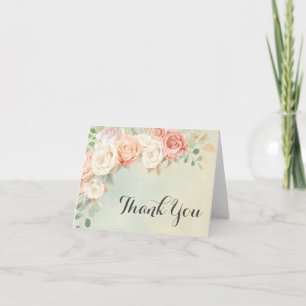 Cottage Chic Vintage Roses Thank You Card