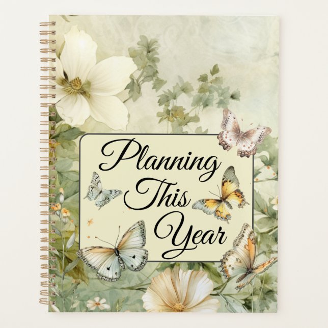 Cottage Chic Wildflower and Butterfly Yearly Planner (Front)