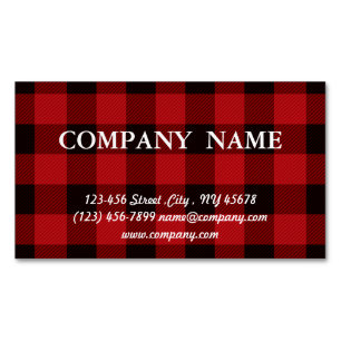 cottage Christmas Red buffalo lumberjack plaid Magnetic Business Card
