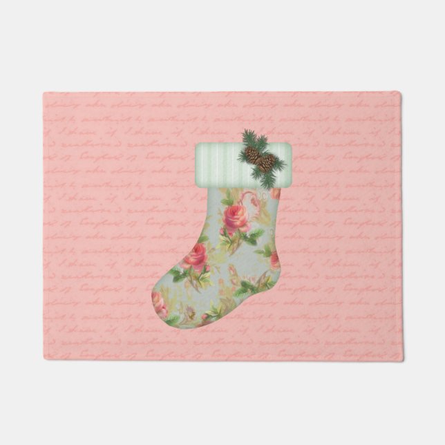Cottage Christmas Stocking  Doormat (Front)