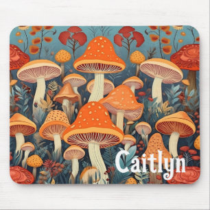 Cottage Core Colorful Mushrooms Personalized Mouse Mat