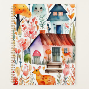 Cottage core floral countryside animals houses planner