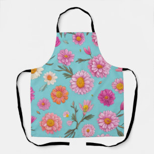 Cottage core floral white daisies pink flowers apron