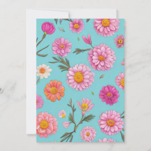 Cottage core floral white daisies pink flowers invitation