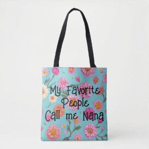 Cottage core floral white daisies pink flowers tote bag